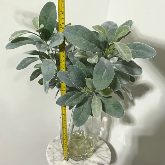 Leafy Velvet Faux Plant with Glass Vase - Picture 5 of 6